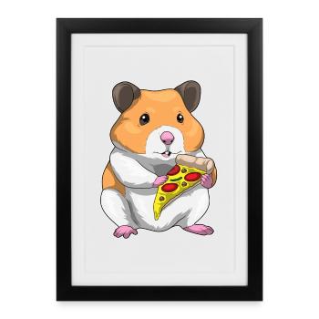Hamster Pizza - Affiche encadrée (27 × 37 cm) - noir - Devant