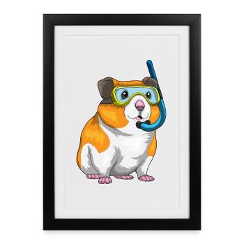 Plongée avec tuba pour hamster - Affiche encadrée (27 × 37 cm) - noir - Devant