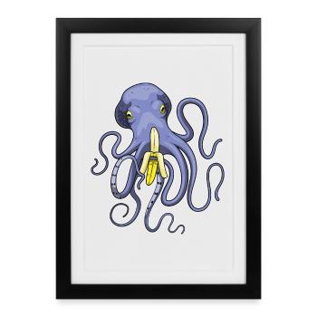 Poulpe Banane - Affiche encadrée (27 × 37 cm) - noir - Devant