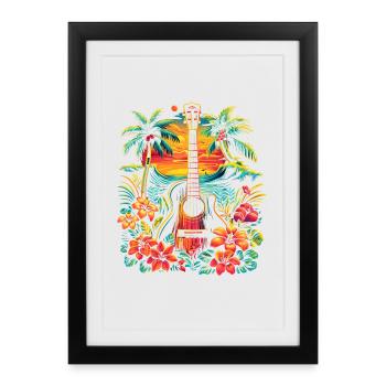 Illustration de guitare - Affiche encadrée (27 × 37 cm) - noir - Devant