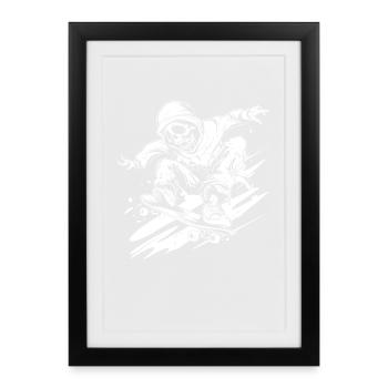 Skateboarding Cartoon Style - Framed poster (27 × 37 cm) - black - Front