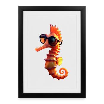 Seahorse Aquarist Angler Cute Seahorse - Framed poster (27 × 37 cm) - black - Front