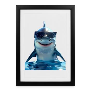 Shark Shark Tiger Shark Gray Shark Sharks Great White Shark - Framed poster (27 × 37 cm) - black - Front