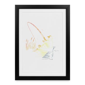 Retro Fishing Sketch - Framed poster (27 × 37 cm) - black - Front