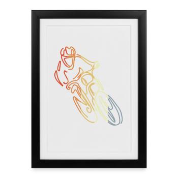Croquis d’essai de vélo de montagne - Affiche encadrée (27 × 37 cm) - noir - Devant