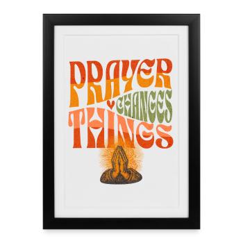 Motif des mains de prière avec souhait de paix - Affiche encadrée (27 × 37 cm) - noir - Devant