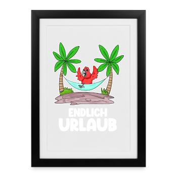 Urlaub Ferien Frei - Gerahmtes Poster (27 × 37 cm) - Schwarz - Vorne