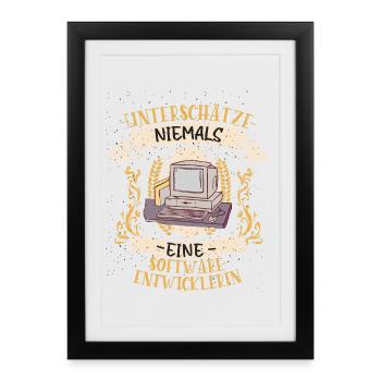 Softwareentwicklerin Geschenk Code Lustig - Gerahmtes Poster (27 × 37 cm) - Schwarz - Vorne