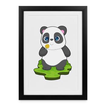 Panda lollipop - Framed poster (27 × 37 cm) - black - Front