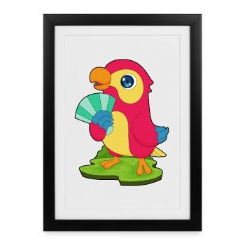 Éventail de main de perroquet - Affiche encadrée (27 × 37 cm) - noir - Devant