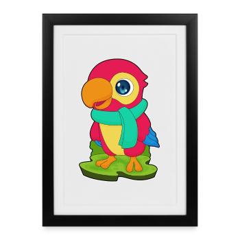 Écharpe d’hiver Parrot - Affiche encadrée (27 × 37 cm) - noir - Devant