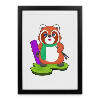 Red Panda Skier Ski - Affiche encadrée (27 × 37 cm) - noir - Devant