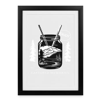 Minimalist outdoor memories in a mason jar - Framed poster (27 × 37 cm) - black - Front