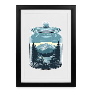 Souvenirs capturés - Nature, Montagne, Paysage dans un verre - Affiche encadrée (27 × 37 cm) - noir - Devant