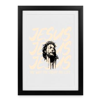 Jesus mit Dornenkrone Motiv - Gerahmtes Poster (27 × 37 cm) - Schwarz - Vorne