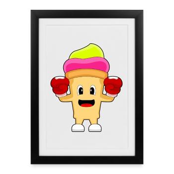 Cupcake Boxer Gants de boxe Boxe - Affiche encadrée (27 × 37 cm) - noir - Devant