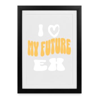 J’aime mon futur ex Retro Groovy Positive Vibes - Affiche encadrée (27 × 37 cm) - noir - Devant