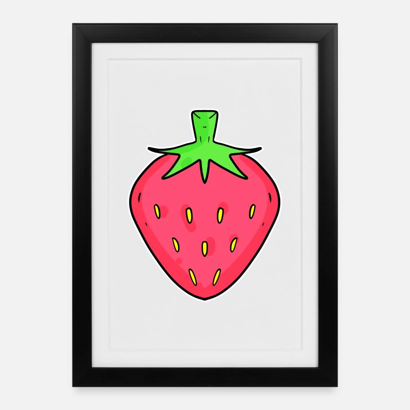 Fraises et fraises - Affiche encadrée (27 × 37 cm) - noir