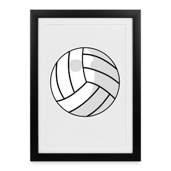Volleyball Ball Motif - Framed poster (27 × 37 cm) - black - Front