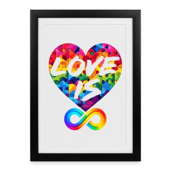 L’AMOUR EST INFINI, PUZZLE D’AMOUR, LGBTQIA+ - Affiche encadrée (27 × 37 cm) - noir - Devant