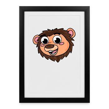 Animal à tête de lion - Affiche encadrée (27 × 37 cm) - noir - Devant