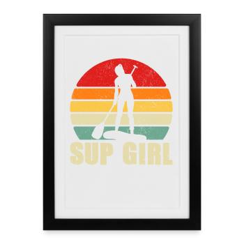 Sup Girl Sunset Paddle - Framed poster (27 × 37 cm) - black - Front