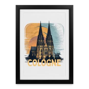 Cologne Cathedral Cologne Vintage Silhouette Cologne Skyline - Framed poster (27 × 37 cm) - black - Front
