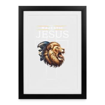 Majestic Jesus and Lion - Framed poster (27 × 37 cm) - black - Front