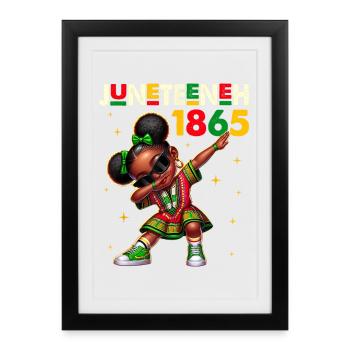 Juneteenth Dabbing Black Girls Queen Melanin Brown - Framed poster (27 × 37 cm) - black - Front