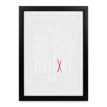 I only make perfect mistakes Self-irony Office - Framed poster (27 × 37 cm) - black - Front
