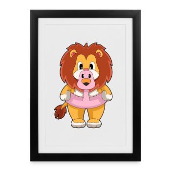 Flamant Lion - Affiche encadrée (27 × 37 cm) - noir - Devant
