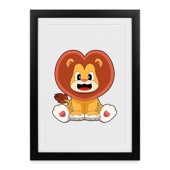 Löwe Herz - Gerahmtes Poster (27 × 37 cm) - Schwarz - Vorne