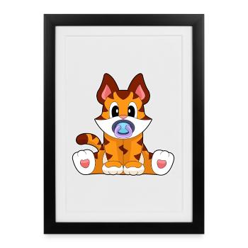 Tétine Tigre-Bébé - Affiche encadrée (27 × 37 cm) - noir - Devant