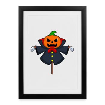 Scarecrow Halloween Pumpkin - Framed poster (27 × 37 cm) - black - Front