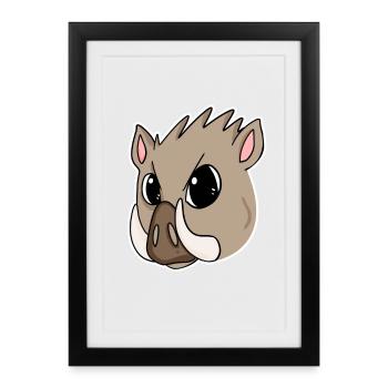 Motif tête de cochon sanglier - Affiche encadrée (27 × 37 cm) - noir - Devant