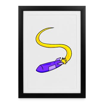 Rocket motif - Framed poster (27 × 37 cm) - black - Front