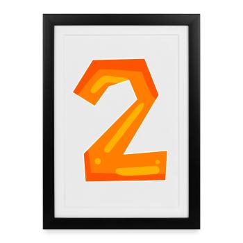 Deux - 2 - Nombre - Affiche encadrée (27 × 37 cm) - noir - Devant