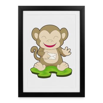 Affe Brief - Gerahmtes Poster (27 × 37 cm) - Schwarz - Vorne