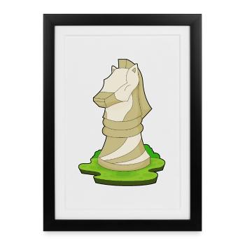 Pièce d’échecs Knight Chess - Affiche encadrée (27 × 37 cm) - noir - Devant
