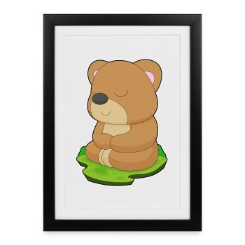 Méditation de remise en forme Bear Yoga - Affiche encadrée (27 × 37 cm) - noir - Devant