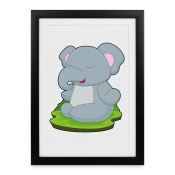 Méditation de fitness Elephant Yoga - Affiche encadrée (27 × 37 cm) - noir - Devant