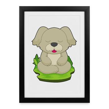 Hund Yoga Fitness Meditation - Gerahmtes Poster (27 × 37 cm) - Schwarz - Vorne