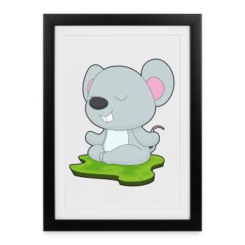 Souris Yoga Fitness Méditation - Affiche encadrée (27 × 37 cm) - noir - Devant