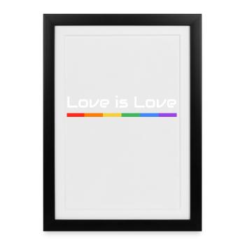 Love is Love Pride Flag Banner - Gerahmtes Poster (27 × 37 cm) - Schwarz - Vorne