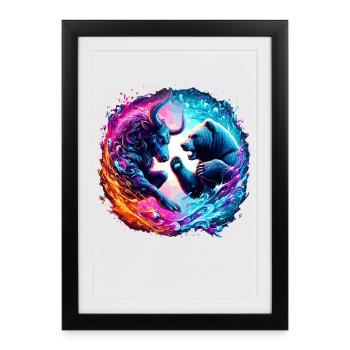 Bull vs Bear Exchange Battle - Framed poster (27 × 37 cm) - black - Front