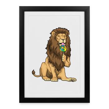Sucette Lion - Affiche encadrée (27 × 37 cm) - noir - Devant