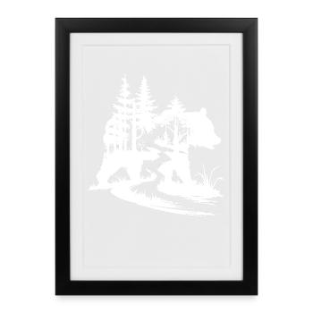 Silhouette d’ours Art forestier - Affiche encadrée (27 × 37 cm) - noir - Devant