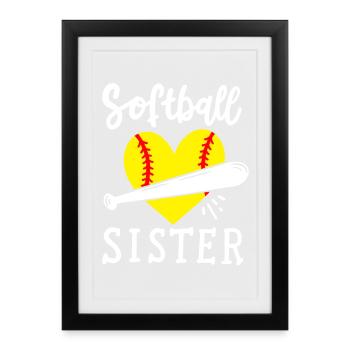 Softball Schwester - Gerahmtes Poster (27 × 37 cm) - Schwarz - Vorne