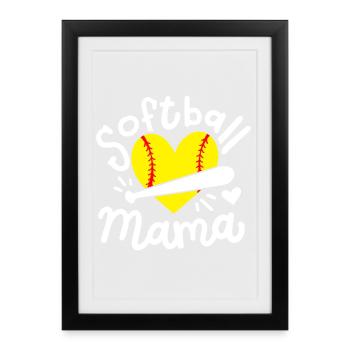 Softball Mama - Gerahmtes Poster (27 × 37 cm) - Schwarz - Vorne