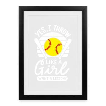 Softball Softball-Spieler - Gerahmtes Poster (27 × 37 cm) - Schwarz - Vorne